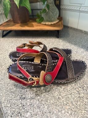 L'Artiste Spring Step Dreamer -B Sandals Womens EU 40 Leather Black/ Red Western